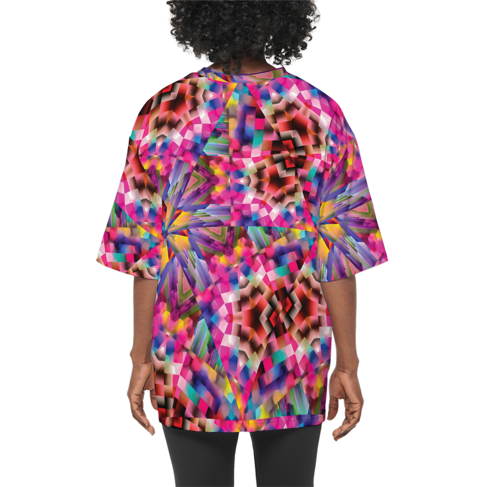 Colorful illusion Women’s Oversized Short-Sleeve T-Shirt - Swagger Art Store |