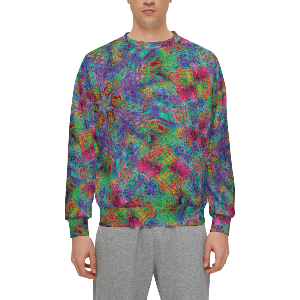 Chromatic Abstraction Men’s Relaxed Fit Sweatshirt With Front Patch - Swagger Art Store |