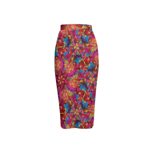 Colorful Spirals Women’s Back Split Pencil Skirt - Swagger Art Store |