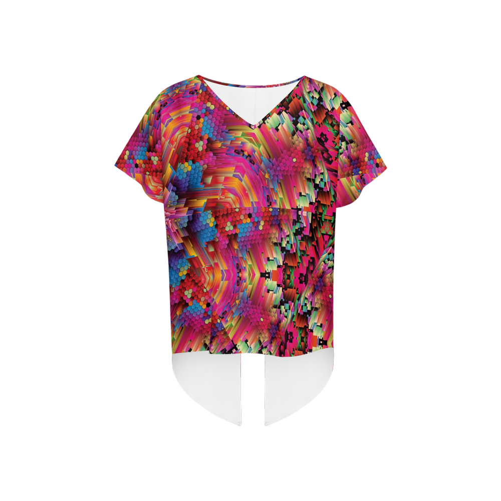 Abstract Color Explosion Women's Open Back Short-Sleeve T-shirt - Swagger Art Store |