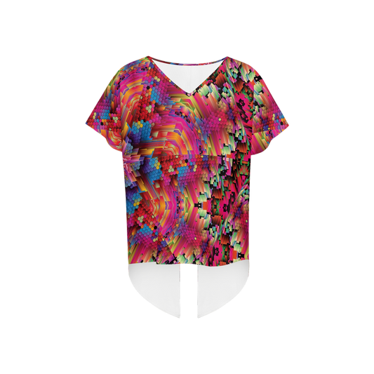 Abstract Color Explosion Women's Open Back Short-Sleeve T-shirt - Swagger Art Store |