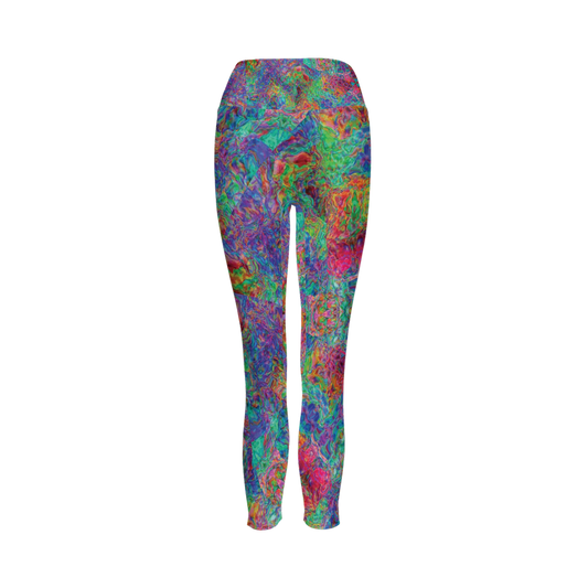 Chromatic Abstraction Women’s High-Rise Leggings 28" - Swagger Art Store |