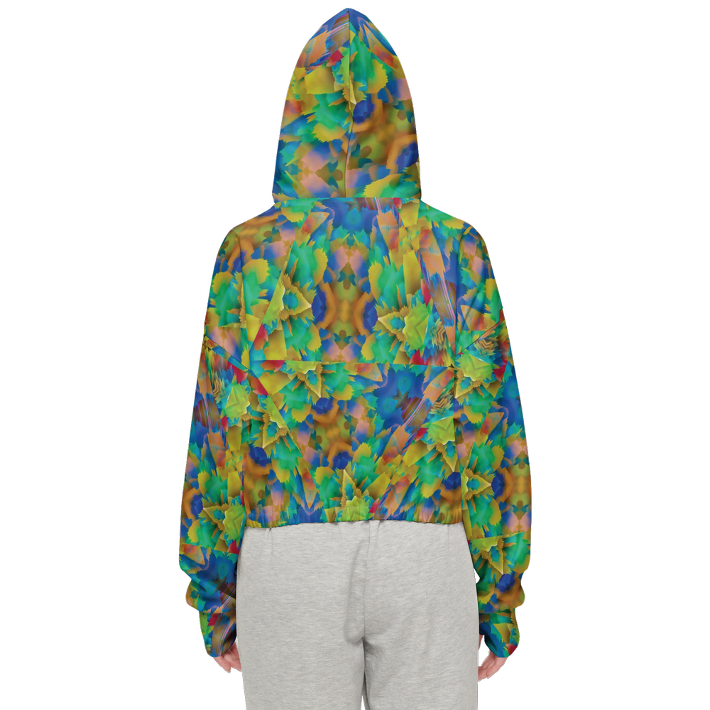 Colorful Chaos Women’s Cropped Full-Zip Jacket - Swagger Art Store |