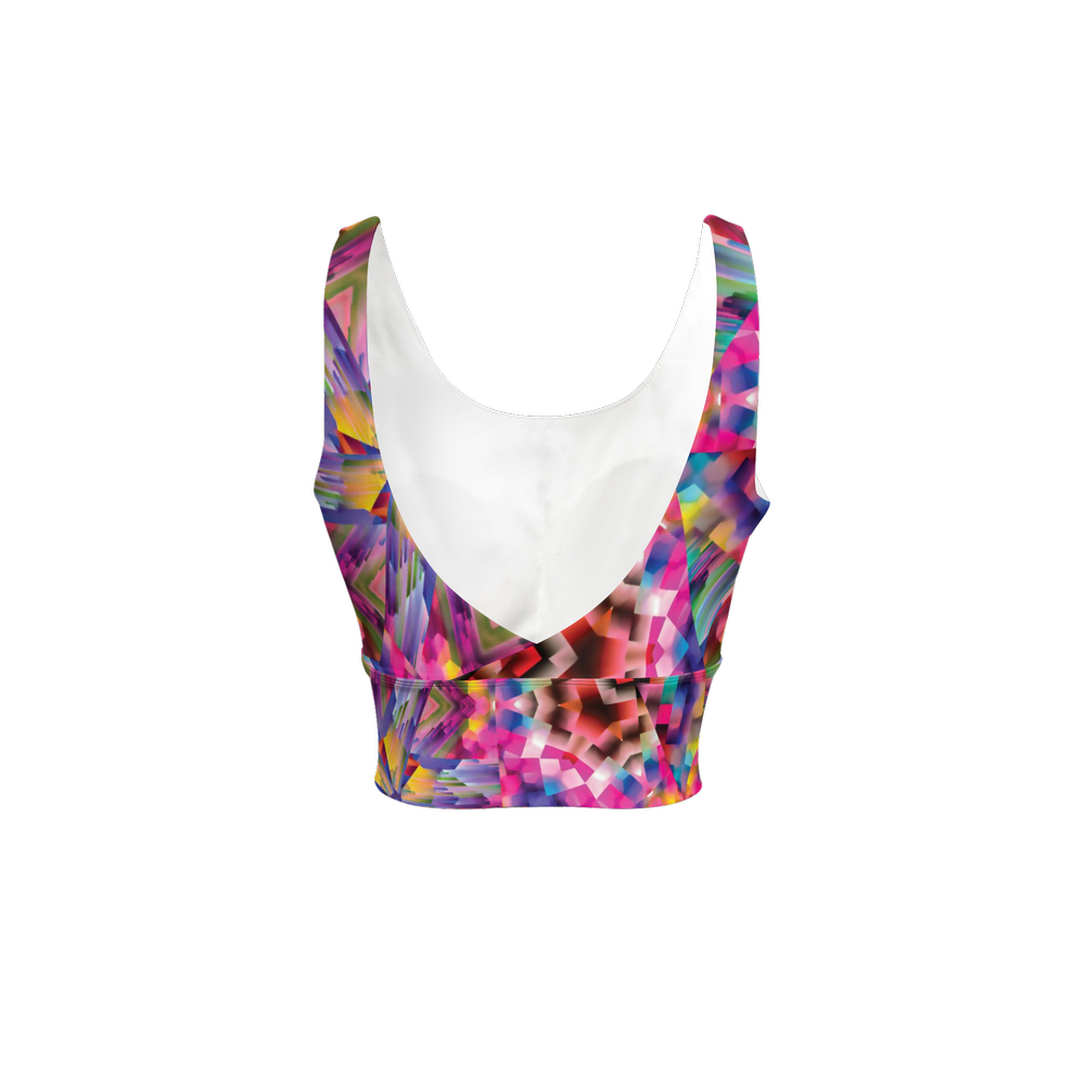 Colorful illusion Women’s Longline V-Shape-Back Sports Bra - Swagger Art Store |