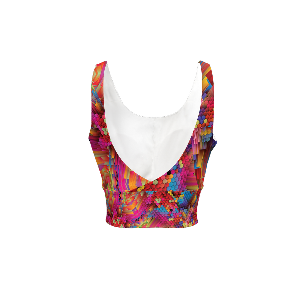 Colorful Spirals Women’s Longline V-Shape-Back Sports Bra - Swagger Art Store |