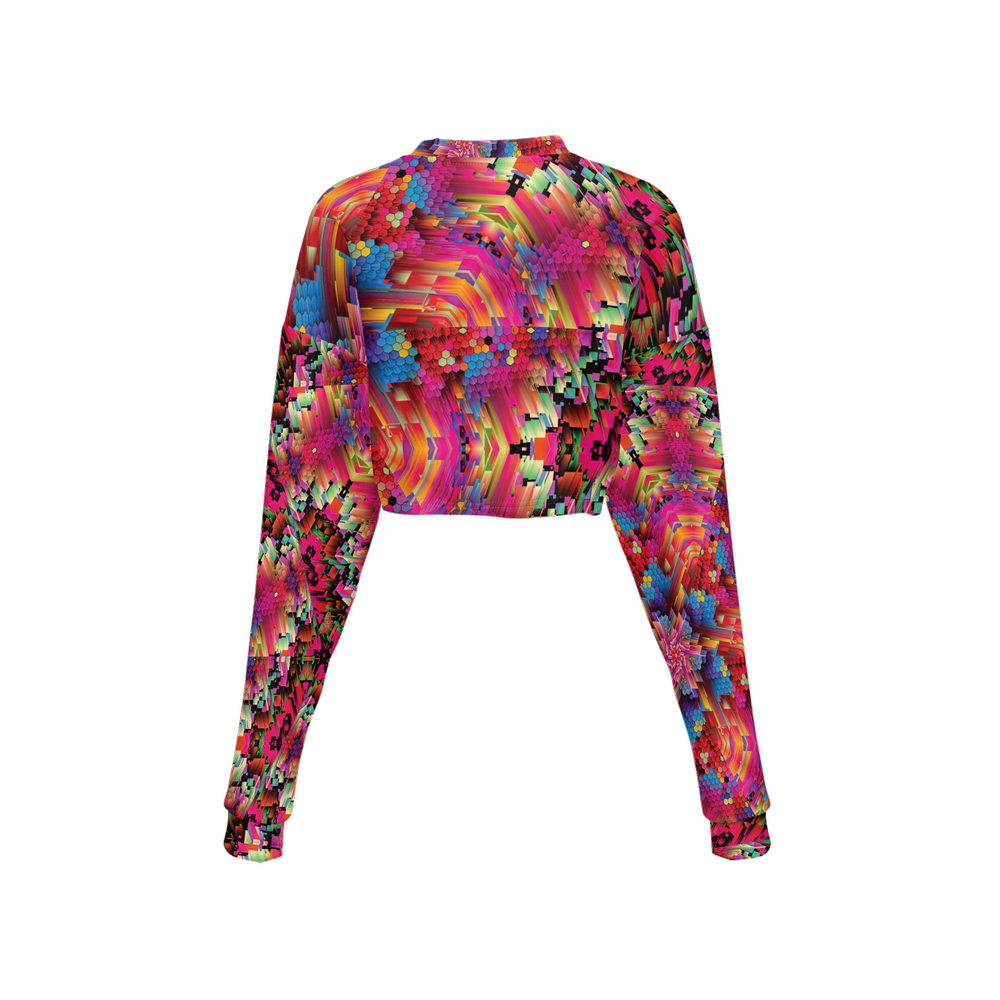 Abstract Color Explosion Women’s Cropped Crewneck Sweatshirt - Swagger Art Store |