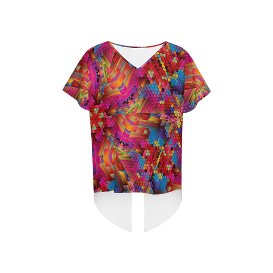 Colorful Spirals Women's Open Back Short-Sleeve T-shirt - Swagger Art Store |