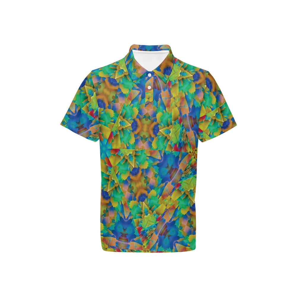 Colorful Chaos Explosion Men’s Classic Fit Short-Sleeve Polo Shirt - Swagger Art Store |