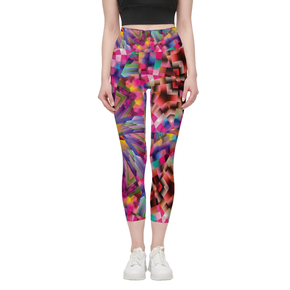 Colorful illusion Women’s High-Rise Leggings 28" - Swagger Art Store |