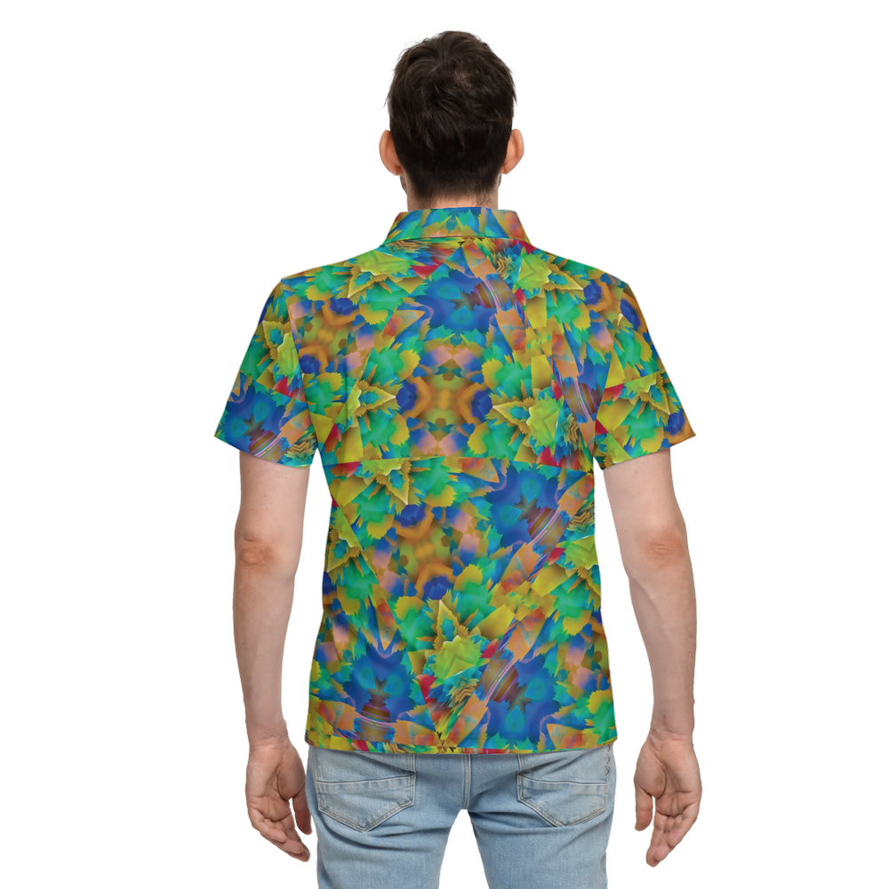 Colorful Chaos Explosion Men’s Classic Fit Short-Sleeve Polo Shirt - Swagger Art Store |