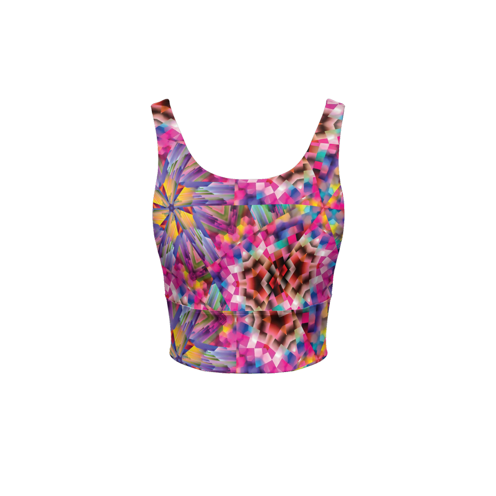 Colorful illusion Women’s Longline V-Shape-Back Sports Bra - Swagger Art Store |