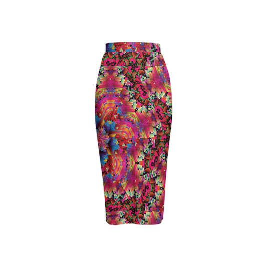 Abstract Color Explosion Women’s Back Split Pencil Skirt - Swagger Art Store |