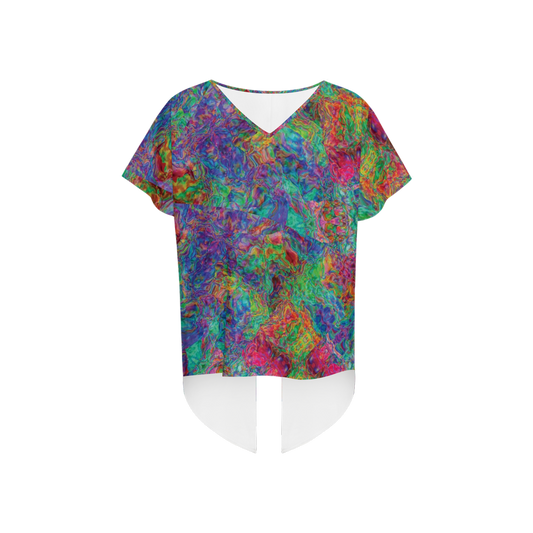 Chromatic Abstraction Women's Open Back Short-Sleeve T-shirt - Swagger Art Store |