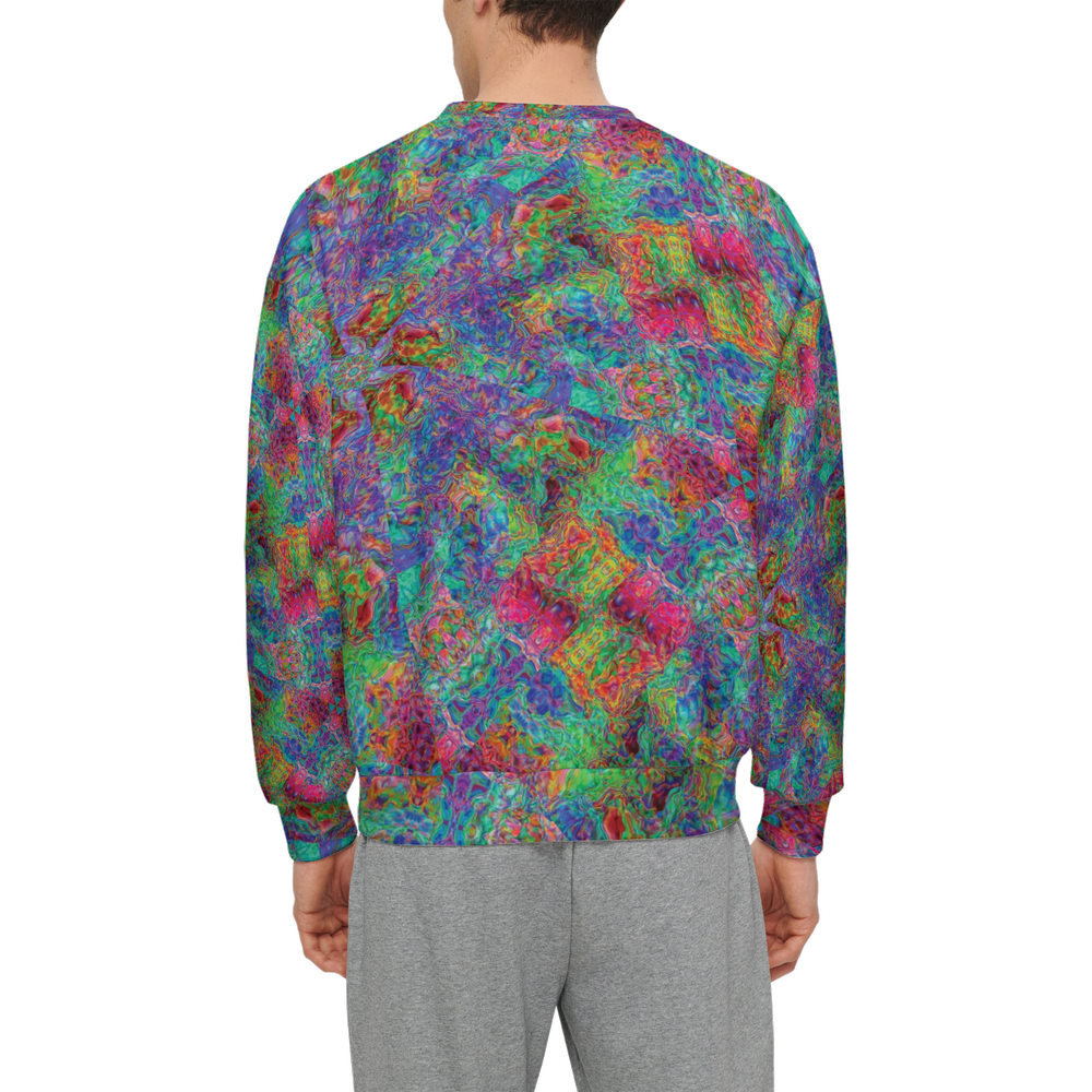 Chromatic Abstraction Men’s Relaxed Fit Sweatshirt With Front Patch - Swagger Art Store |