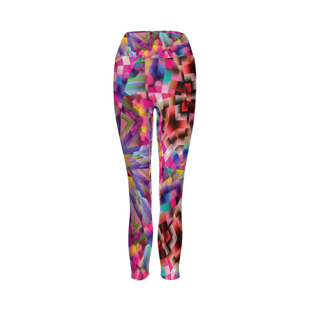 Colorful illusion Women’s High-Rise Leggings 28" - Swagger Art Store |