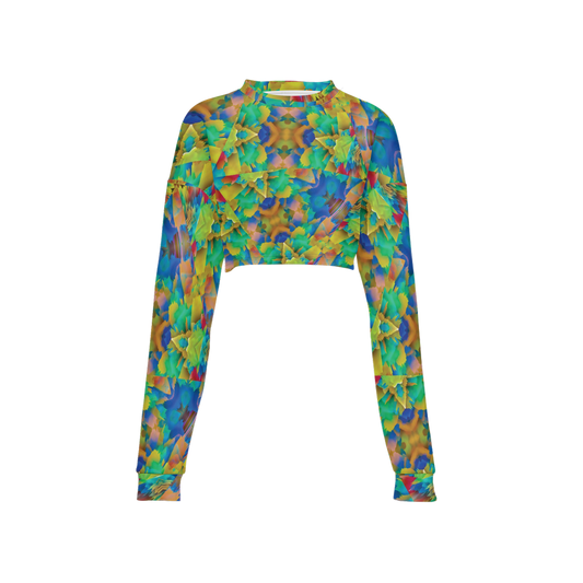 Colorful Chaos Women’s Cropped Crewneck Sweatshirt - Swagger Art Store |