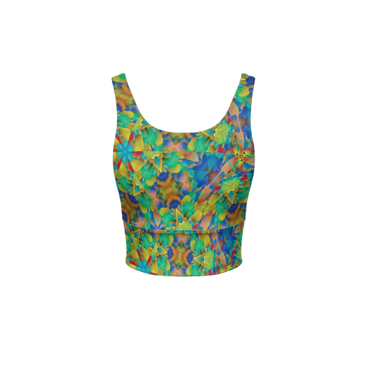 Colorful Chaos Women’s Longline V-Shape-Back Sports Bra - Swagger Art Store |