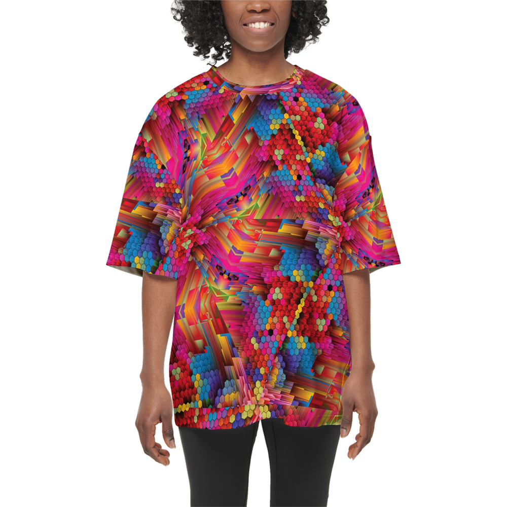 Colorful Spirals Women’s Oversized Short-Sleeve T-Shirt - Swagger Art Store |