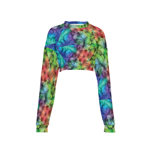 Colorful Dreams Women’s Cropped Crewneck Sweatshirt - Swagger Art Store |