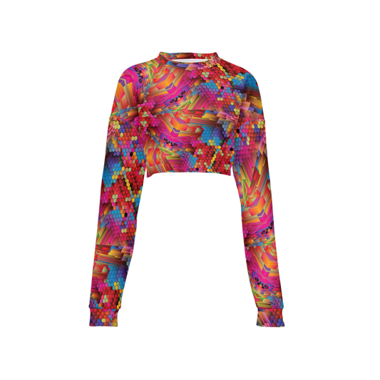 Colorful Spirals Women’s Cropped Crewneck Sweatshirt - Swagger Art Store |