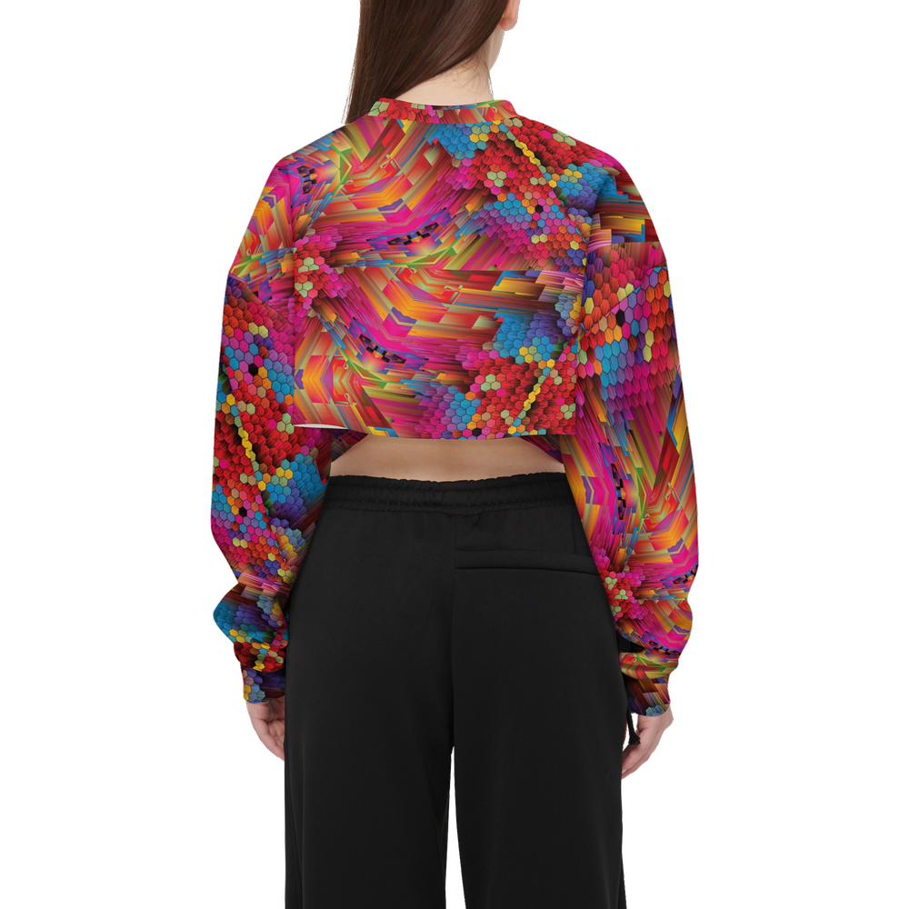 Colorful Spirals Women’s Cropped Crewneck Sweatshirt - Swagger Art Store |