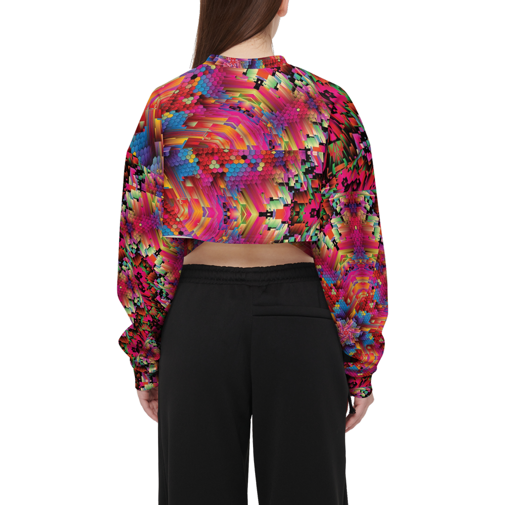 Abstract Color Explosion Women’s Cropped Crewneck Sweatshirt - Swagger Art Store |