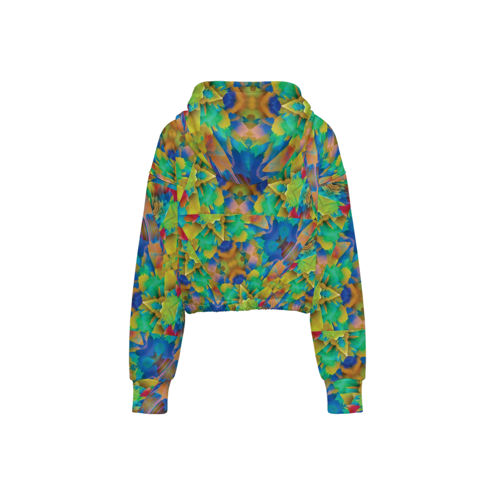 Colorful Chaos Women’s Cropped Full-Zip Jacket - Swagger Art Store |