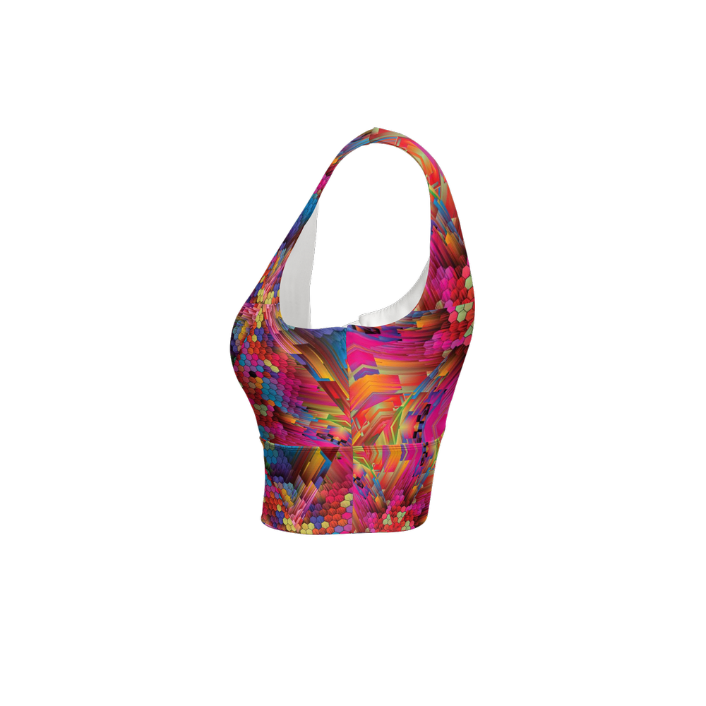 Colorful Spirals Women’s Longline V-Shape-Back Sports Bra - Swagger Art Store |