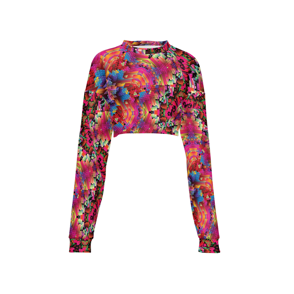 Abstract Color Explosion Women’s Cropped Crewneck Sweatshirt - Swagger Art Store |