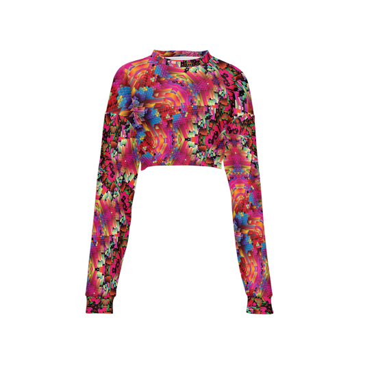Abstract Color Explosion Women’s Cropped Crewneck Sweatshirt - Swagger Art Store |