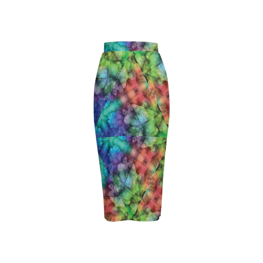 Colorful Dreams Explosion Women’s Back Split Pencil Skirt - Swagger Art Store |