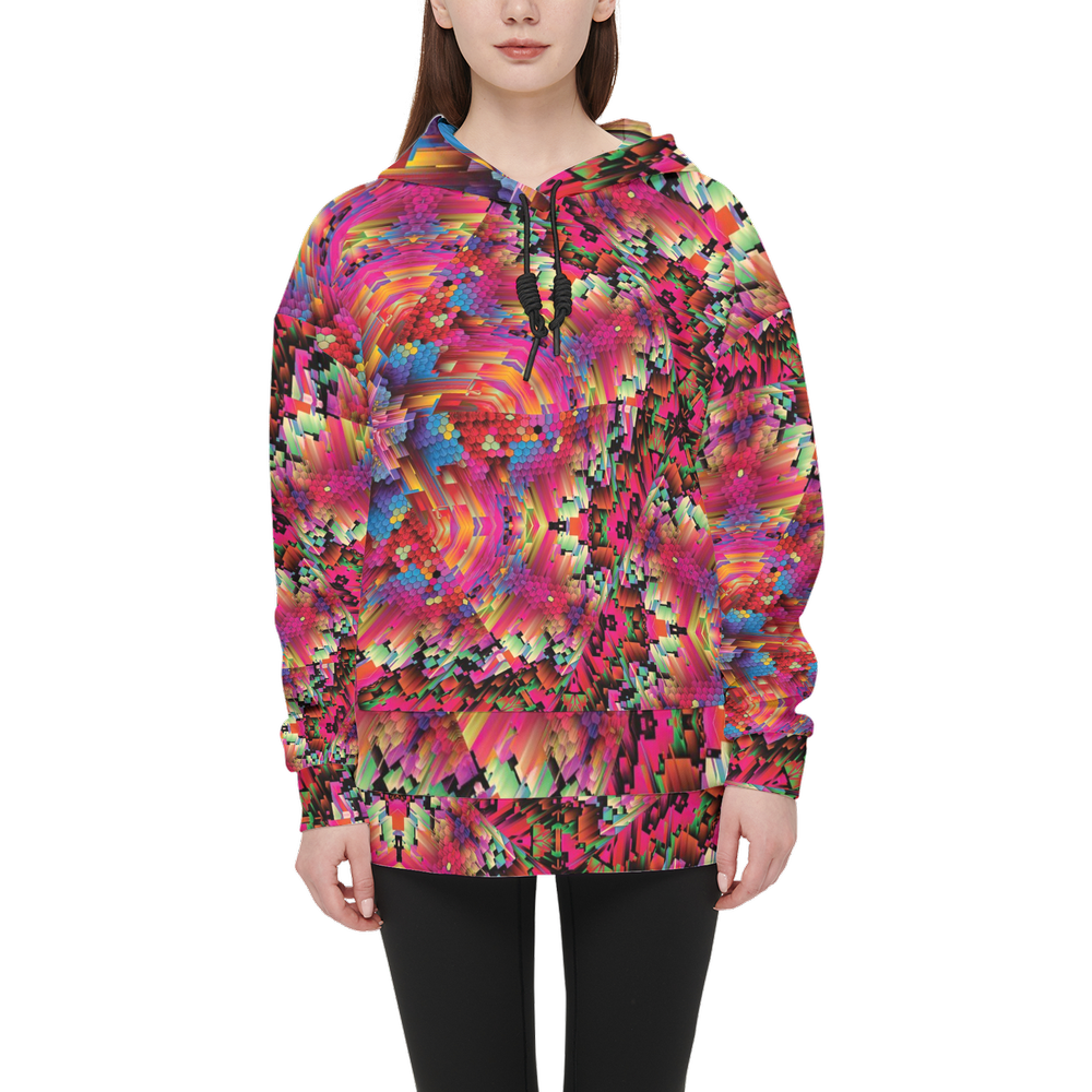 Abstract Color Explosion Women’s Relaxed Fit Hoodie With Front Patch - Swagger Art Store |