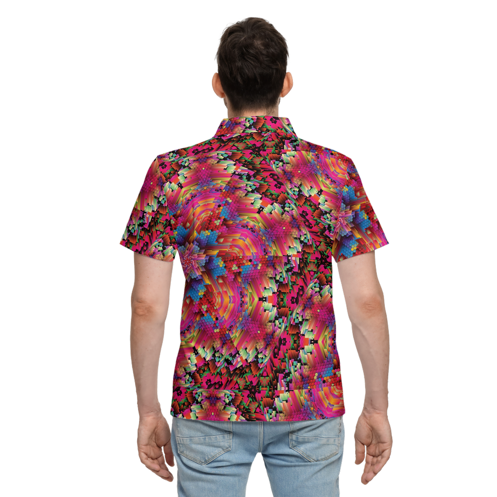 Abstract Color Explosion Men’s Classic Fit Short-Sleeve Polo Shirt - Swagger Art Store |