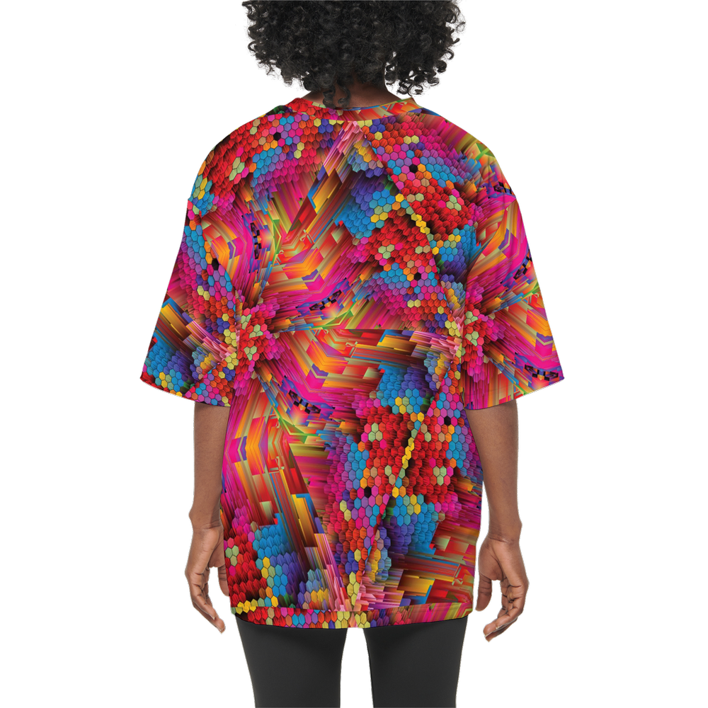 Colorful Spirals Women’s Oversized Short-Sleeve T-Shirt - Swagger Art Store |