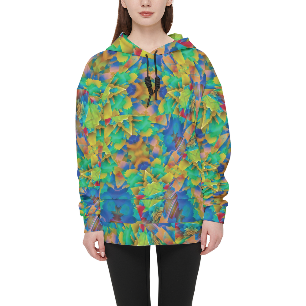 Colorful Chaos Women’s Relaxed Fit Hoodie With Front Patch - Swagger Art Store |