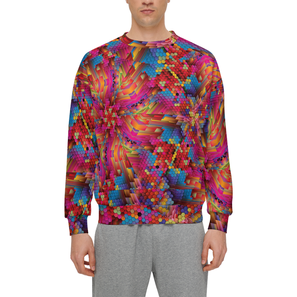 Colorful Spirals Men’s Relaxed Fit Sweatshirt With Front Patch - Swagger Art Store |