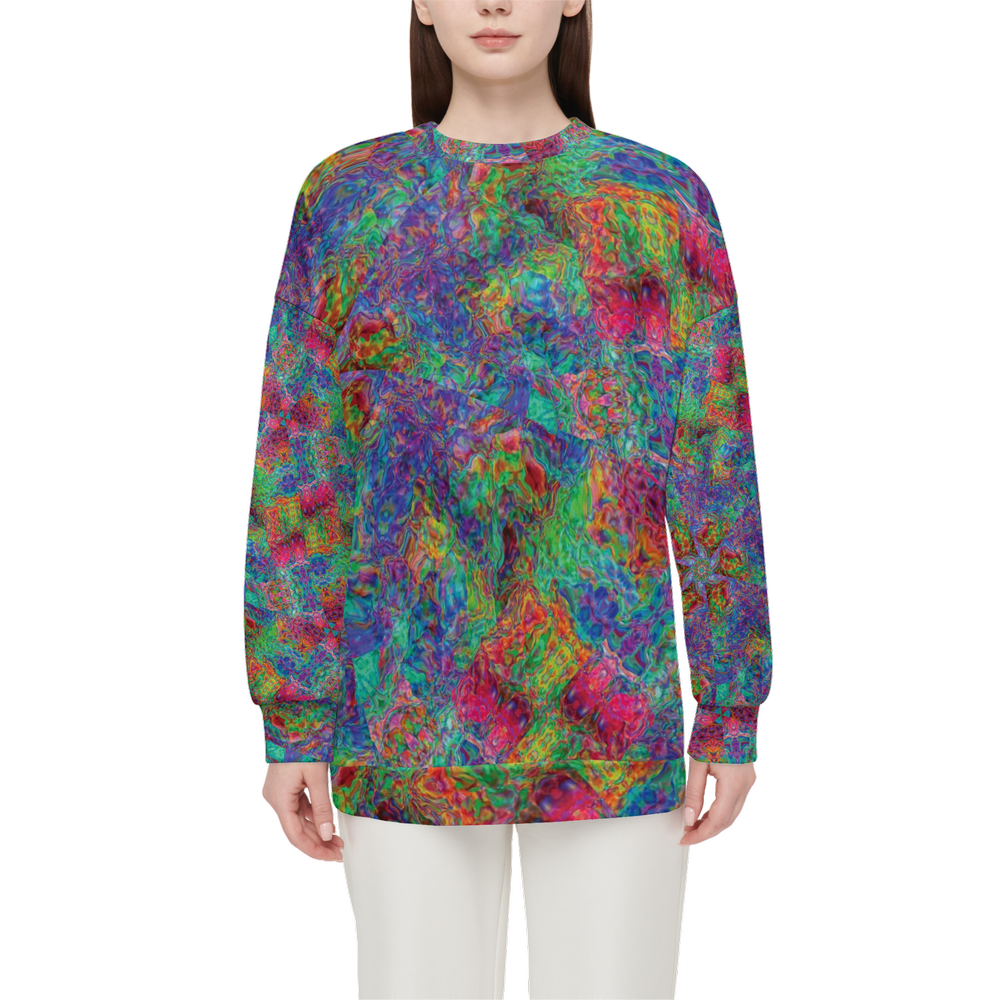 Chromatic Abstraction Women’s Relaxed Fit Crewneck Sweatshirt - Swagger Art Store |