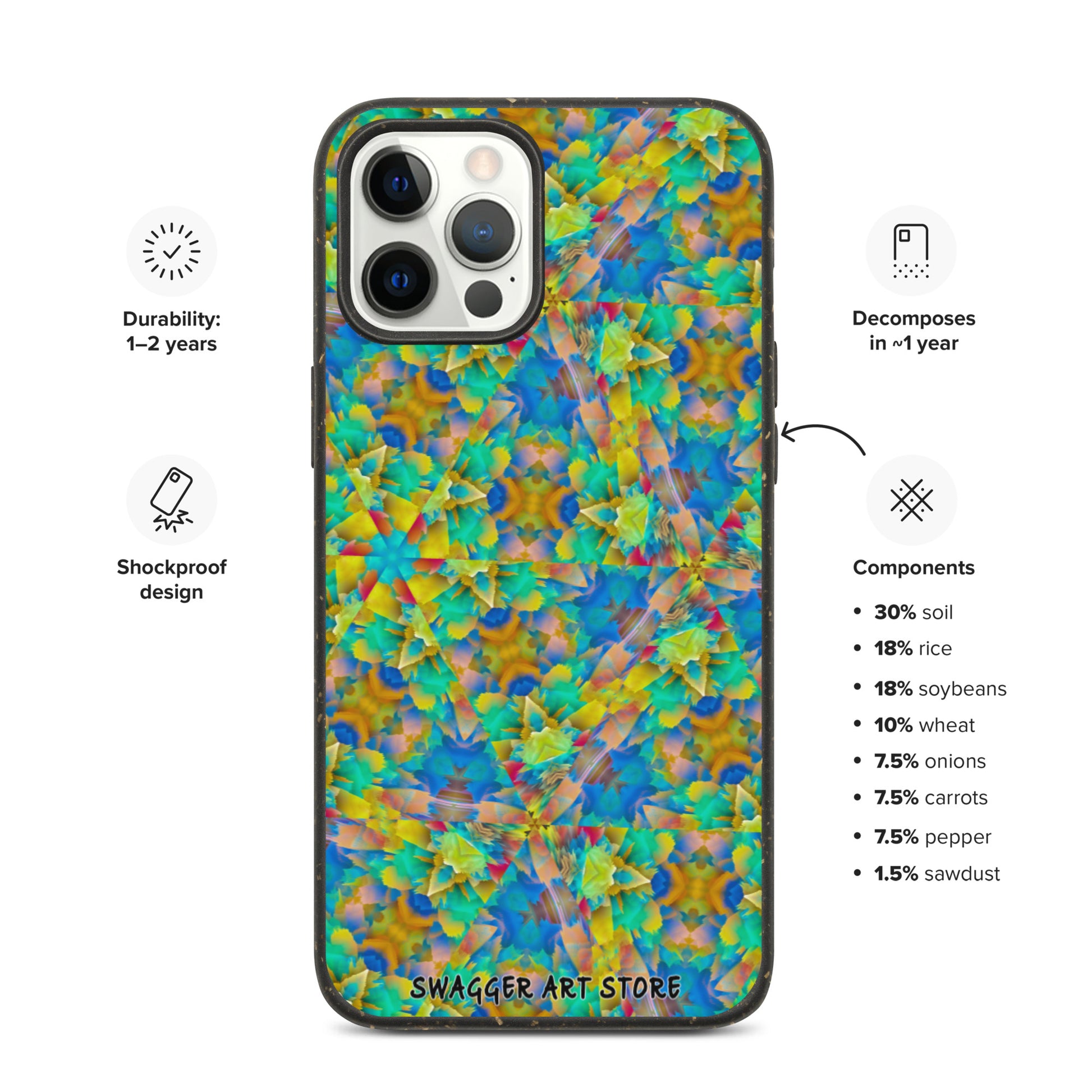 Colorful Chaos Shock-Proof Biodegradable phone case - Swagger Art Store | iPhone 12 Pro Max