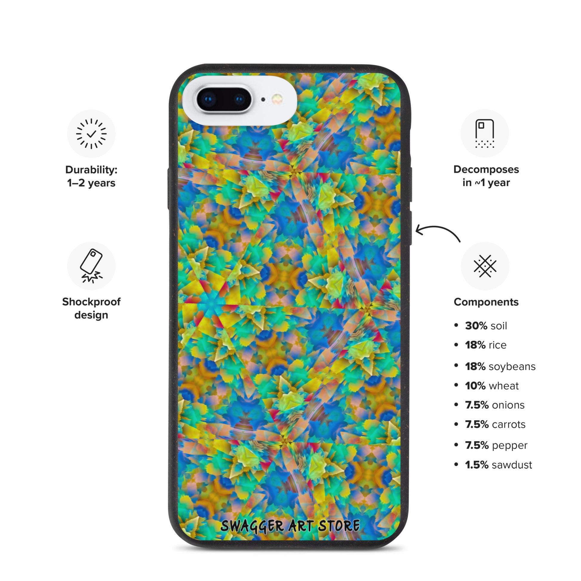 Colorful Chaos Shock-Proof Biodegradable phone case - Swagger Art Store | iPhone 7 Plus/8 Plus